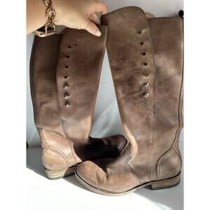 Lucchese Spirit Avery Grommet Chocolate Brown Leather Knee High Boots Size 8.5